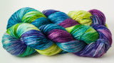 Willow Sock: speckled green, violet, turquoise