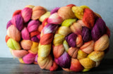 MCN and merino/cashmere/sparkle combed top: Rainbow Carrots, 4 oz