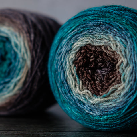 Gradient sock-weight yarn: North Cascades variation