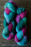 Willow Sock: sea green, blue, fuchsia