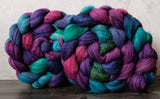 Targhee/silk spinning fiber: purple, blue, pink, green, 4 oz