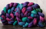 Targhee/silk spinning fiber: purple, blue, pink, green, 4 oz