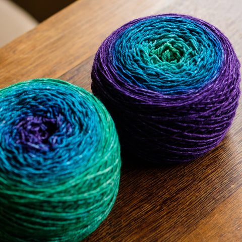Gradient sock-weight yarn: Secret Garden variation