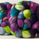 Merino/cashmere/nylon combed top: pink, purple, green, turquoise, 4 oz