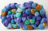 Polwarth/silk spinning fiber: purple, orange, blue, seafoam, 4 oz