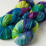 Willow Sock: speckled green, violet, turquoise