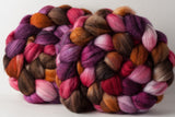 Merino/superwash merino/silk spinning fiber: cherry, purple, orange, brown, grey