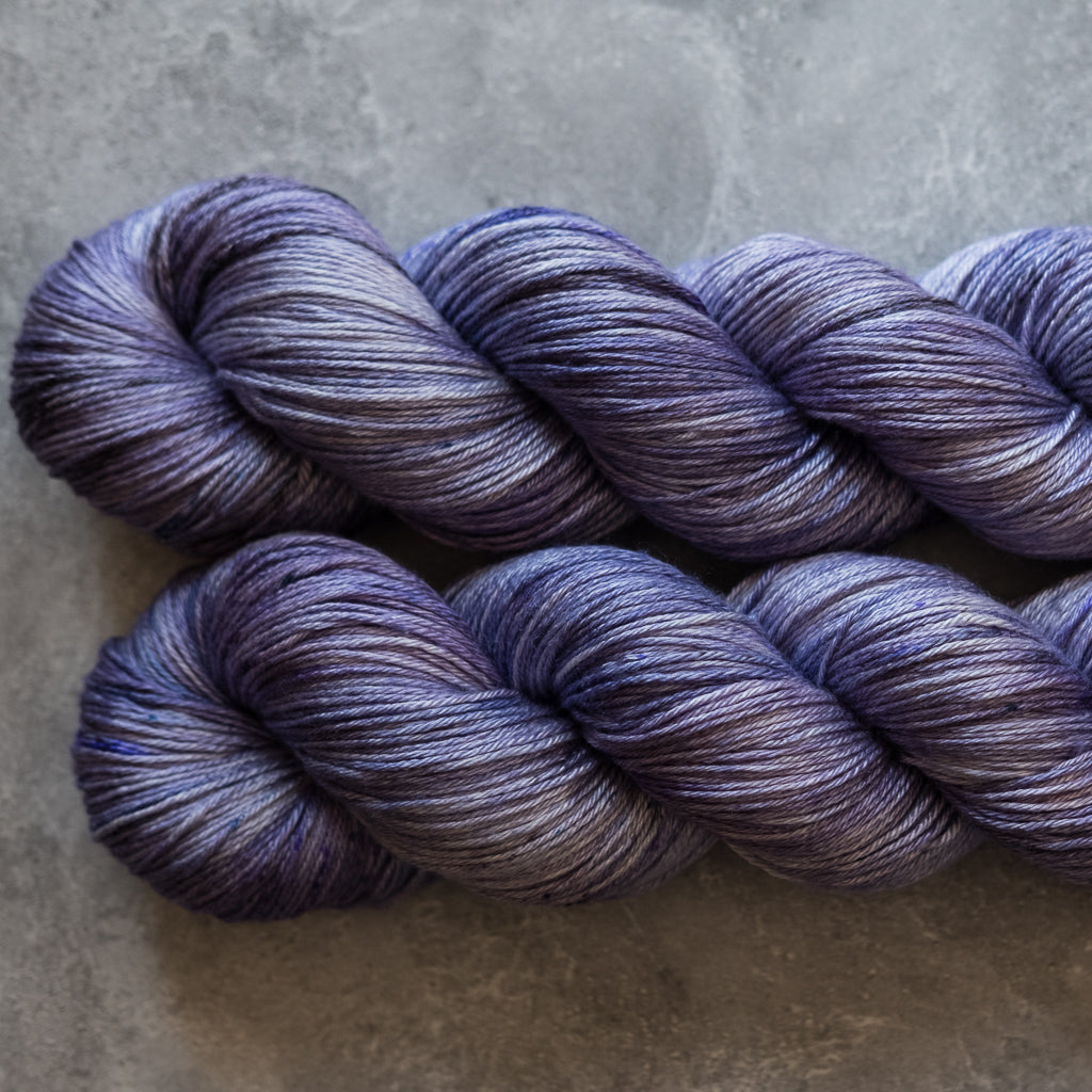 50/50 Silk/Merino: pale lavender with cobalt and grey speckles